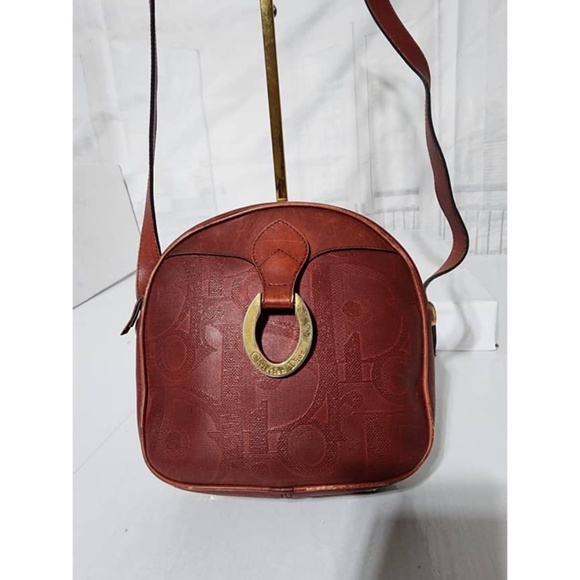 Authentic CHRISTIAN DIOR Vintage Trotter Pattern Crossbody Bag Wine - Picture 16 of 16
